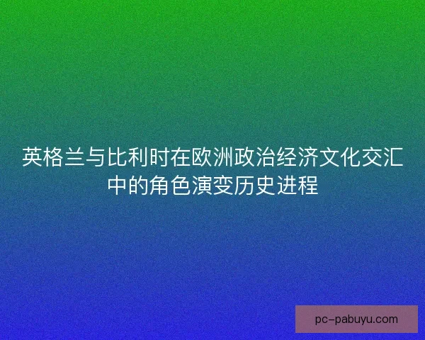 英格兰与比利时在欧洲政治经济文化交汇中的角色演变历史进程 英格兰与比利时在欧洲政治经济文化交汇中的角色演变历史进程