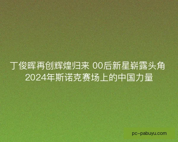 丁俊晖再创辉煌归来 00后新星崭露头角 2024年斯诺克赛场上的中国力量 丁俊晖再创辉煌归来 00后新星崭露头角 2024年斯诺克赛场上的中国力量