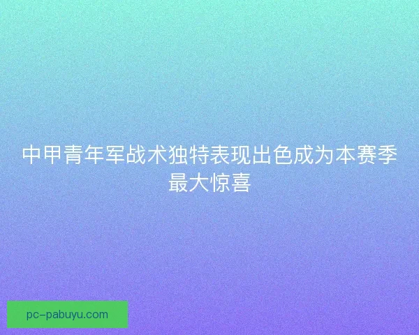 中甲青年军战术独特表现出色成为本赛季最大惊喜 中甲青年军战术独特表现出色成为本赛季最大惊喜